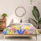 Colorful Summer Flower Meadow Happy Hand Drawn Wildflowers Comforter Gallery Image 3