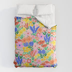 Colorful Summer Flower Meadow Happy Hand Drawn Wildflowers Comforter Gallery Image 6