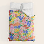 Colorful Summer Flower Meadow Happy Hand Drawn Wildflowers Duvet Cover Gallery Image 6
