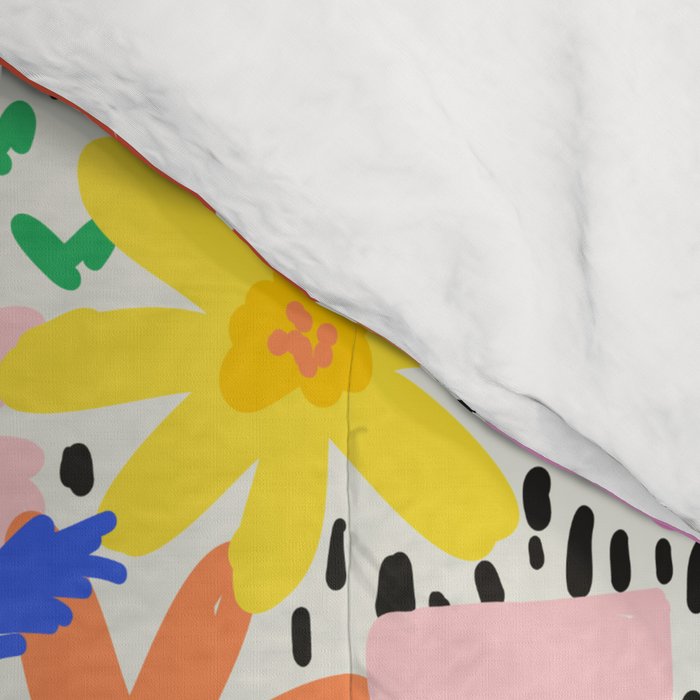 Colorful Summer Flower Meadow Happy Hand Drawn Wildflowers Comforter Gallery Image 4