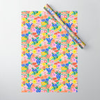 Colorful Summer Flower Meadow Happy Hand Drawn Wildflowers Wrapping Paper Gallery Image 1