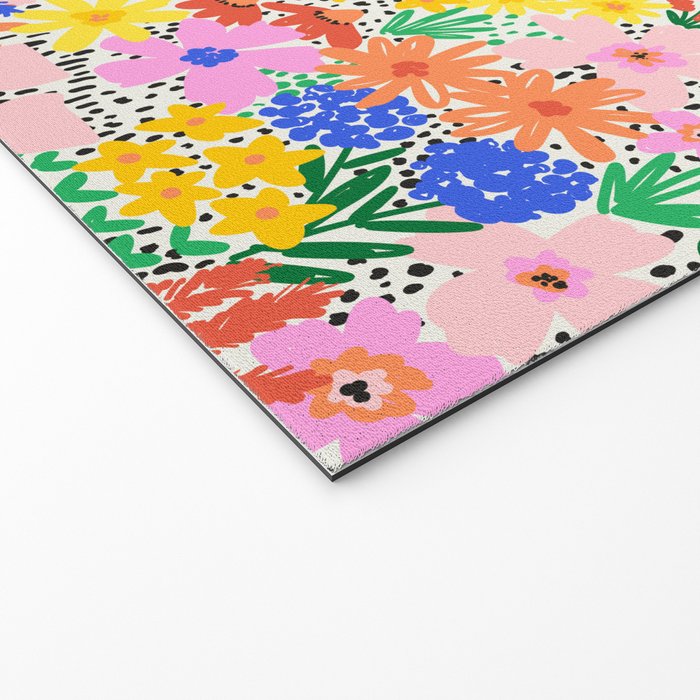 Colorful Summer Flower Meadow Happy Hand Drawn Wildflowers Welcome Mat Gallery Image 2