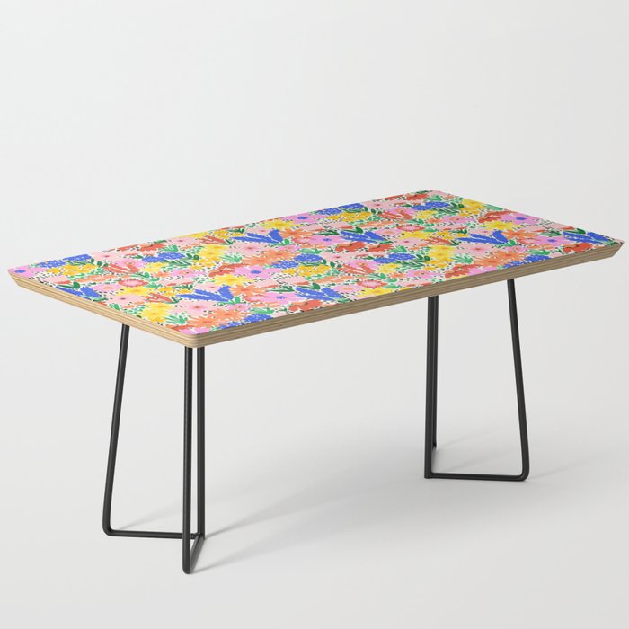 Colorful Summer Flower Meadow Happy Hand Drawn Wildflowers Coffee Table Gallery Image 1
