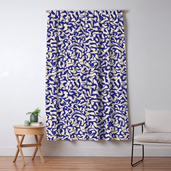 Playful strokes #2 / Blue on Beige Window Curtain Gallery Image 5