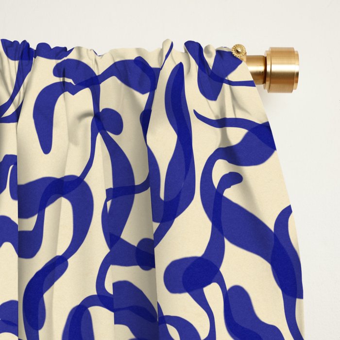 Playful strokes #2 / Blue on Beige Window Curtain Gallery Image 2