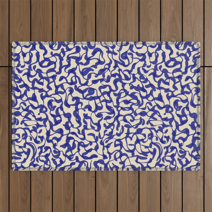 Playful strokes #2 / Blue on Beige Outdoor Rug Gallery Image 1
