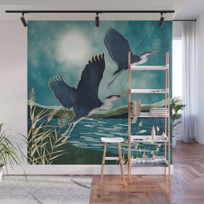 Evening Heron Wall Mural Gallery Image 1