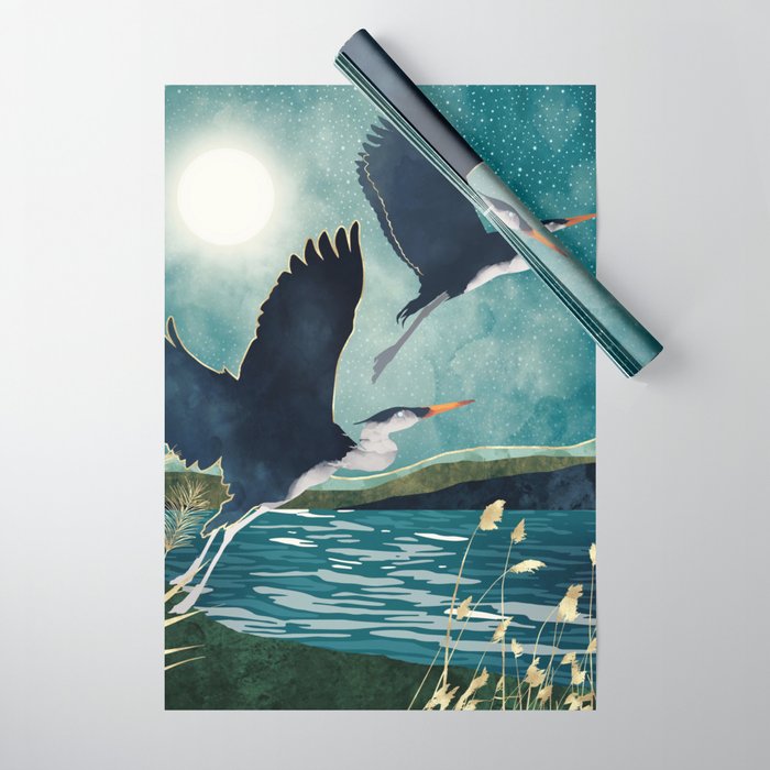Evening Heron Wrapping Paper Gallery Image 1
