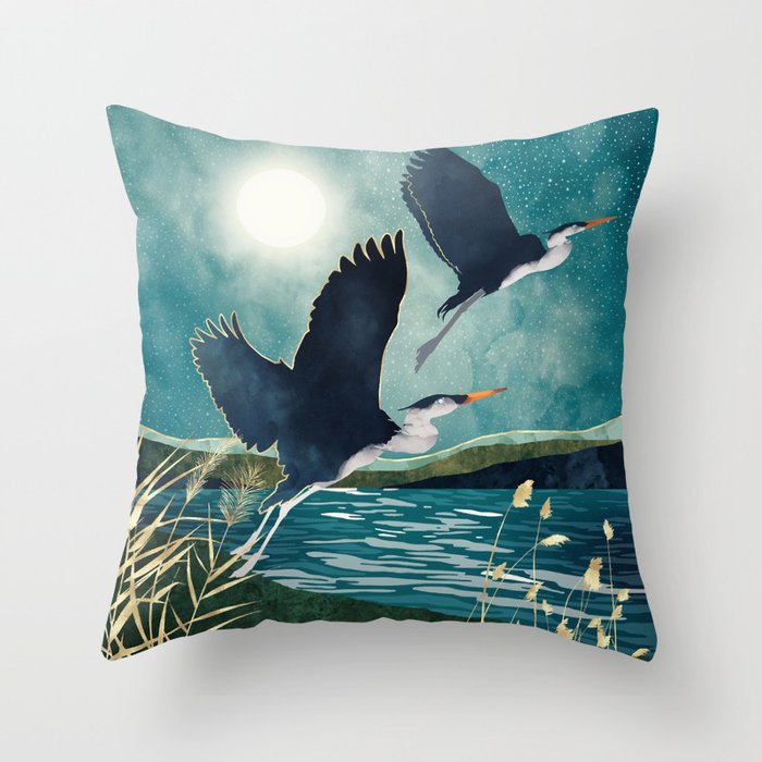 Evening Heron Throw Pillow Gallery Image 6