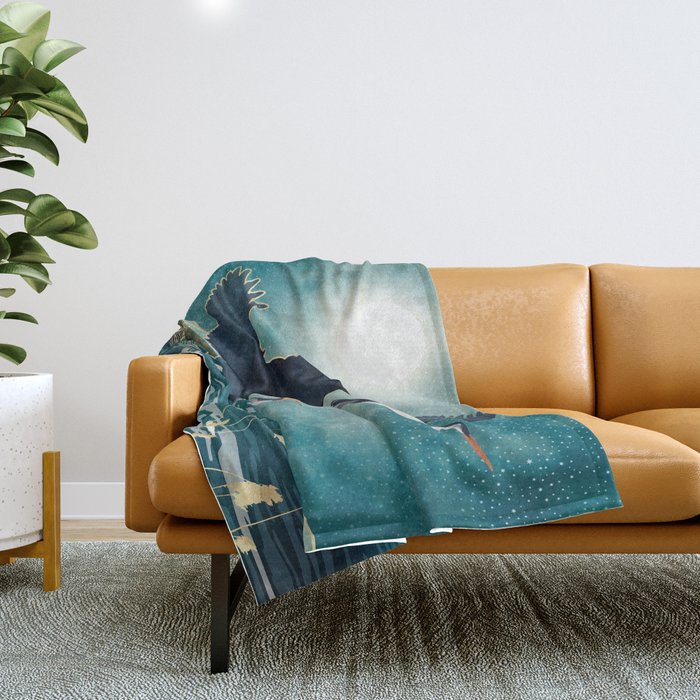 Evening Heron Throw Blanket Gallery Image 1