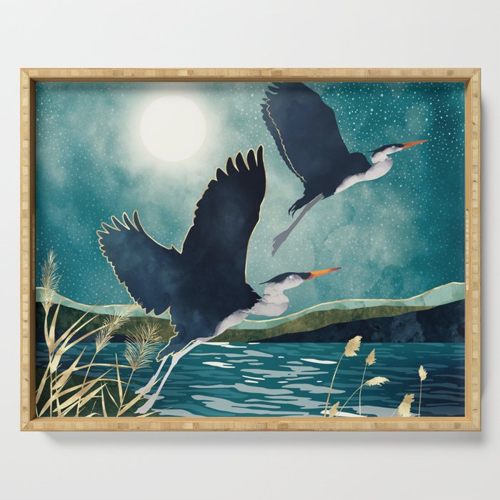 Evening Heron Serving Tray Gallery Image 1