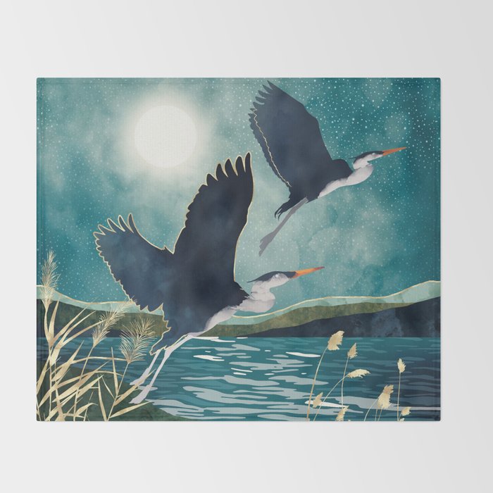 Evening Heron Throw Blanket Gallery Image 2