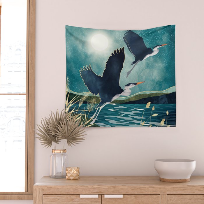 Evening Heron Wall Tapestry Gallery Image 2