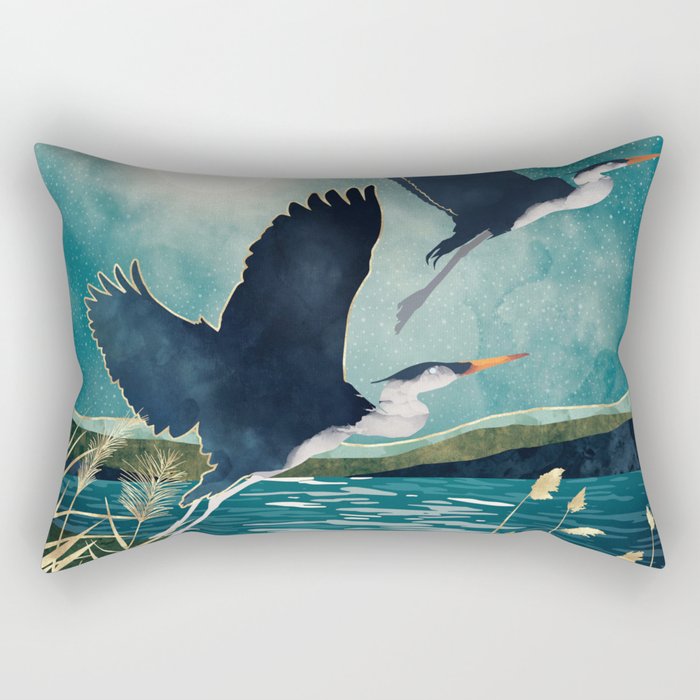 Evening Heron Rectangular Pillow Gallery Image 1