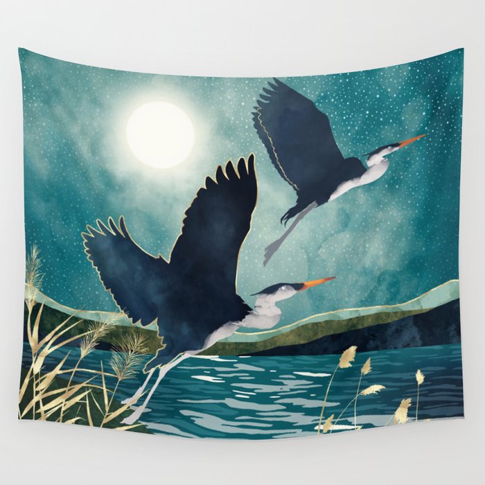 Evening Heron Wall Tapestry Gallery Image 4