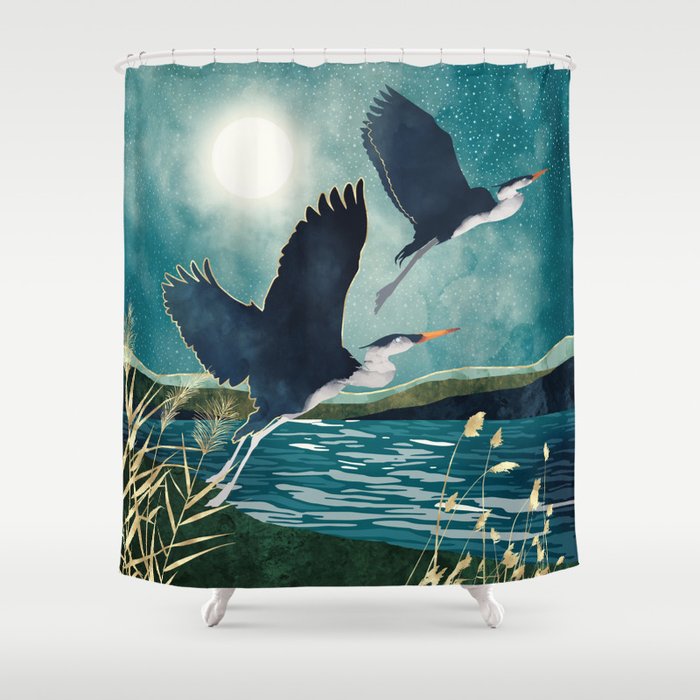 Evening Heron Shower Curtain Gallery Image 1