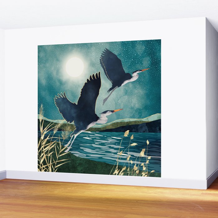 Evening Heron Wall Mural Gallery Image 2