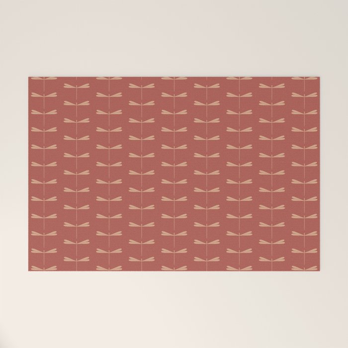 Dragonfly Pattern XVI Rose Pink Welcome Mat Gallery Image 1