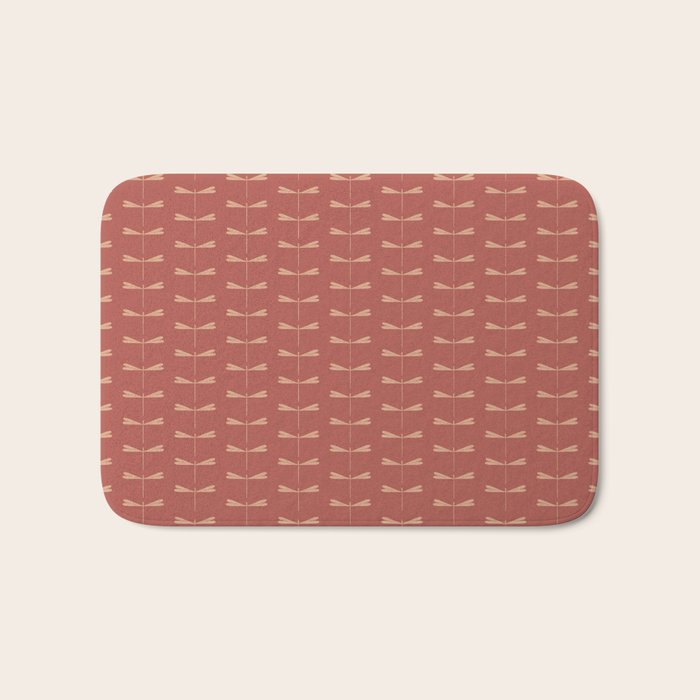 Dragonfly Pattern XVI Rose Pink Bath Mat Gallery Image 1