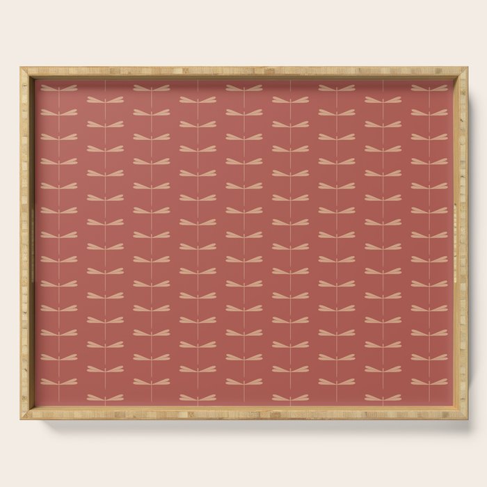 Dragonfly Pattern XVI Rose Pink Serving Tray Gallery Image 1