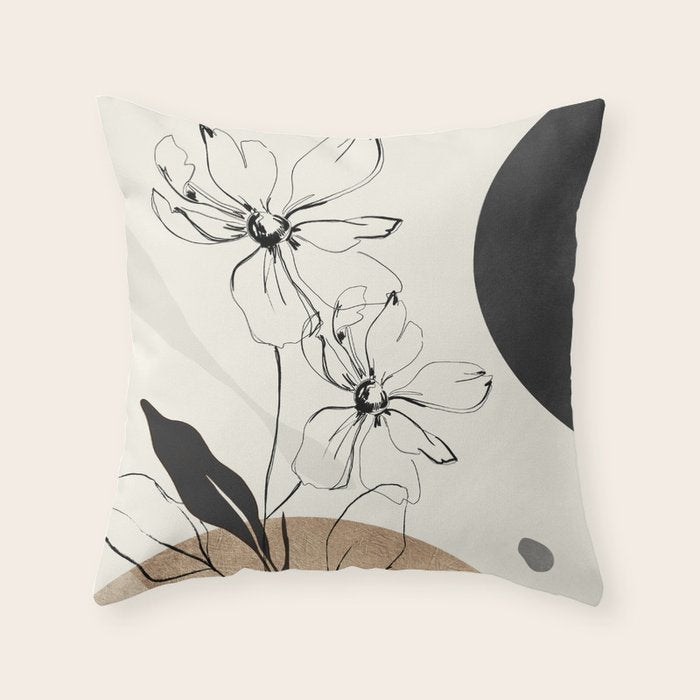 Abstract Art Minimal Flowers 3 Throw Pillow Gallery Image 6