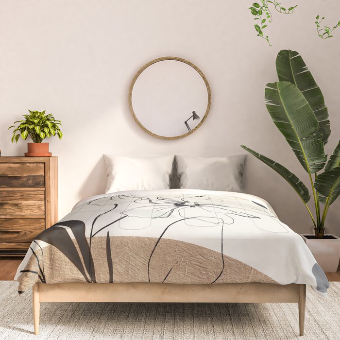 Abstract Art Minimal Flowers 3 Comforter Gallery Image 3