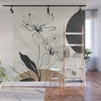 Abstract Art Minimal Flowers 3 Wall Mural Gallery Image 1