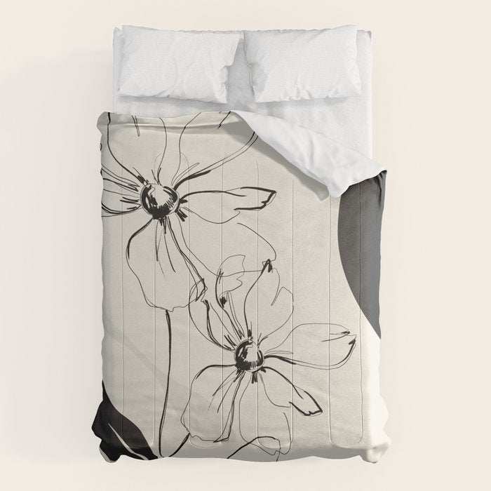 Abstract Art Minimal Flowers 3 Comforter Gallery Image 1