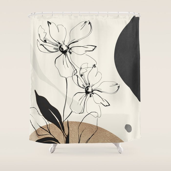 Abstract Art Minimal Flowers 3 Shower Curtain Gallery Image 1