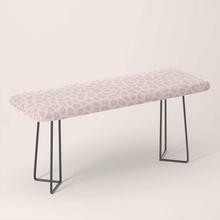 Modern ivory blush pink girly cheetah animal print pattern Bench Gallery Image 1