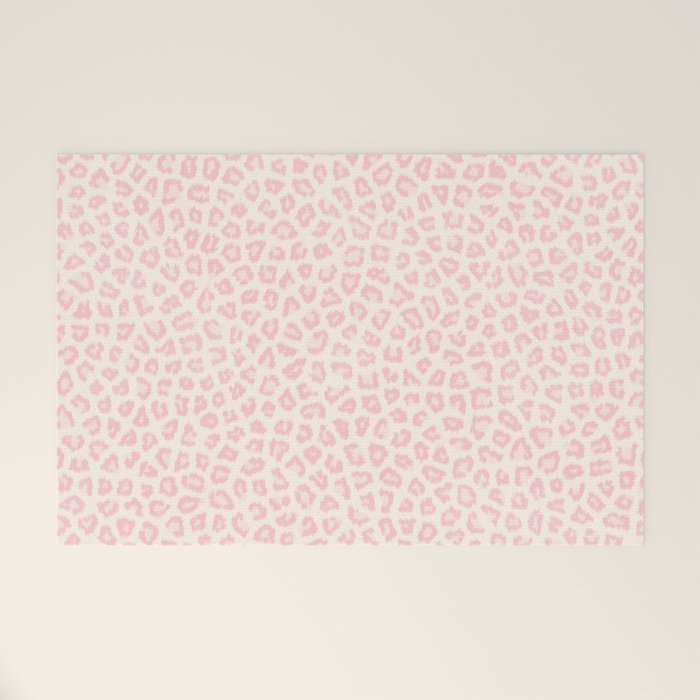 Modern ivory blush pink girly cheetah animal print pattern Welcome Mat Gallery Image 1