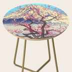 Growing before the Mountain-God - Summer Tree, Lake & Mountain Ukiyoe Nature Landscape in Blue & Pinkn Side Table Gallery Image 2