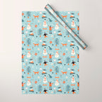 Christmas Scene Blue Wrapping Paper Gallery Image 1