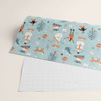 Christmas Scene Blue Wrapping Paper Gallery Image 2