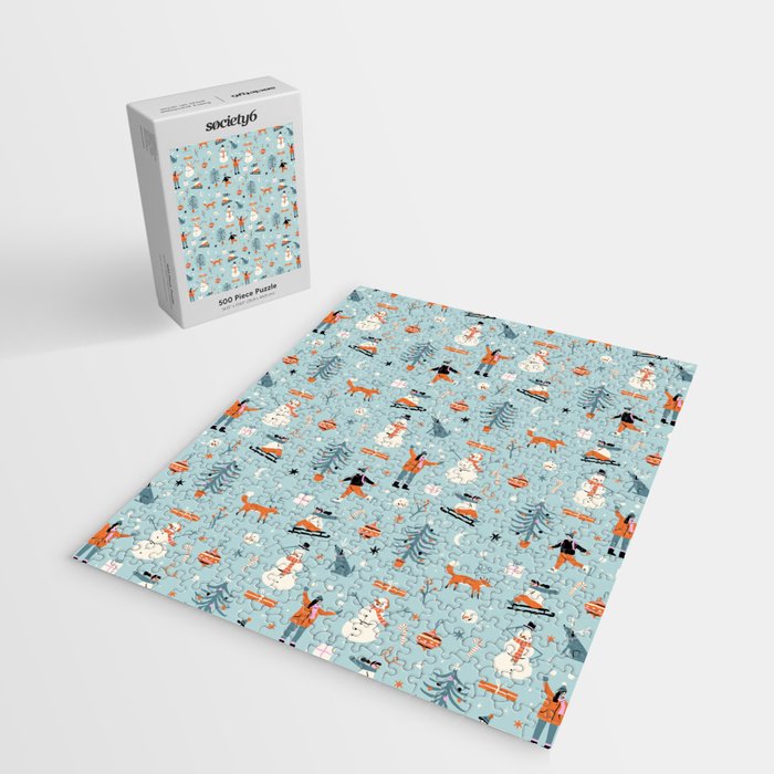 Christmas Scene Blue Jigsaw Puzzle Gallery Image 2