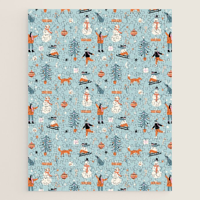 Christmas Scene Blue Jigsaw Puzzle Gallery Image 1