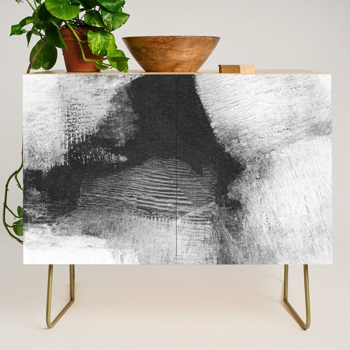 Black and White Minimalist Abstract Painting âDelve 6â Credenza Gallery Image 1