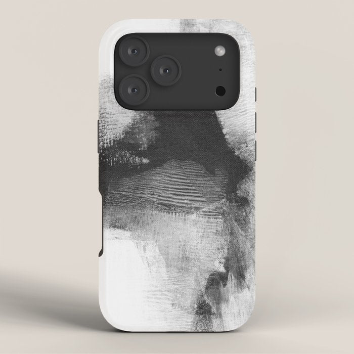 Black and White Minimalist Abstract Painting âDelve 6â iPhone Case Gallery Image 3