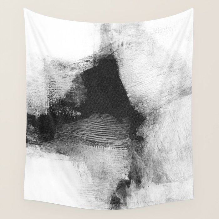 Black and White Minimalist Abstract Painting âDelve 6â Wall Tapestry Gallery Image 4