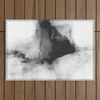 Black and White Minimalist Abstract Painting âDelve 6â Outdoor Rug Gallery Image 1