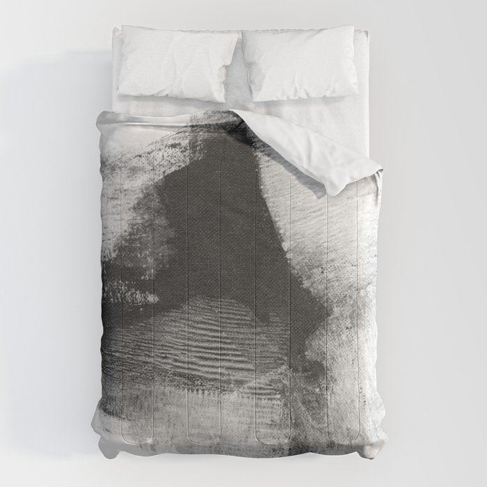 Black and White Minimalist Abstract Painting âDelve 6â Comforter Gallery Image 6