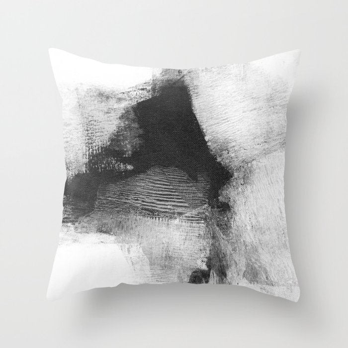 Black and White Minimalist Abstract Painting âDelve 6â Throw Pillow Gallery Image 6