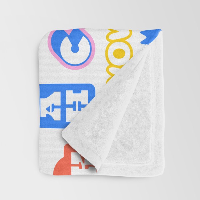 Retro funny sticker quote label pattern Throw Blanket Gallery Image 3