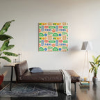 Retro funny sticker quote label pattern Wood Wall Art Gallery Image 2