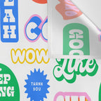 Retro funny sticker quote label pattern Wall Tapestry Gallery Image 3