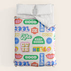 Retro funny sticker quote label pattern Comforter Gallery Image 6