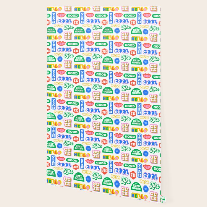 Retro funny sticker quote label pattern Wallpaper Gallery Image 2