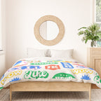 Retro funny sticker quote label pattern Duvet Cover Gallery Image 3