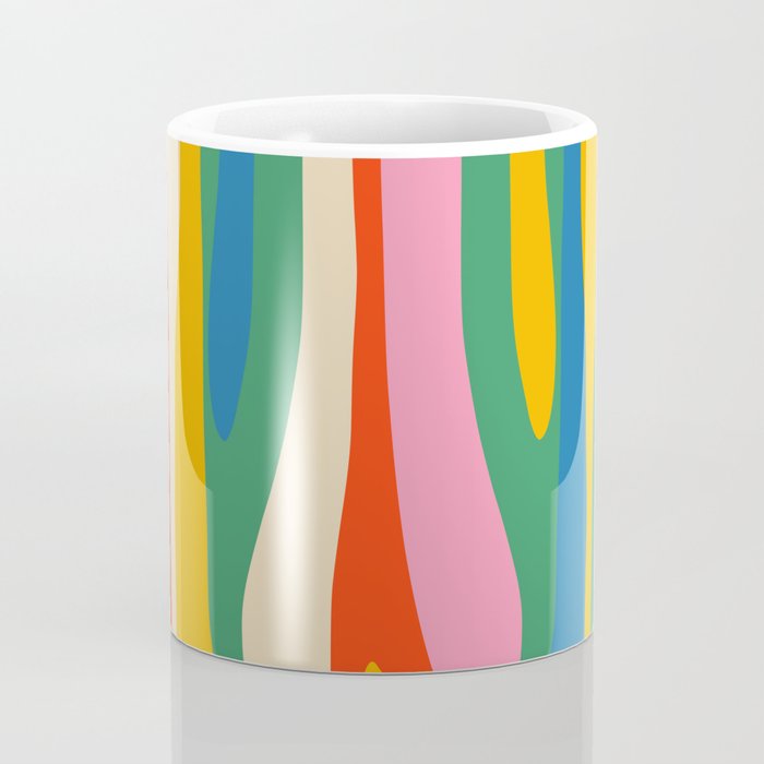 Wild Stripes Colorful Modern Abstract Pop Pattern Blue Pink Red Green Mustard Yellow Coffee Mug Gallery Image 4