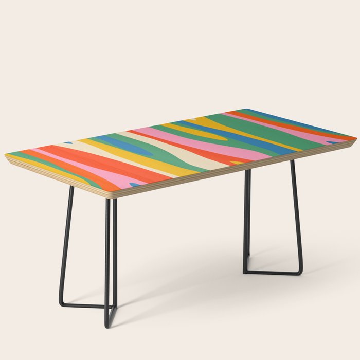 Wild Stripes Colorful Modern Abstract Pop Pattern Blue Pink Red Green Mustard Yellow Coffee Table Gallery Image 1